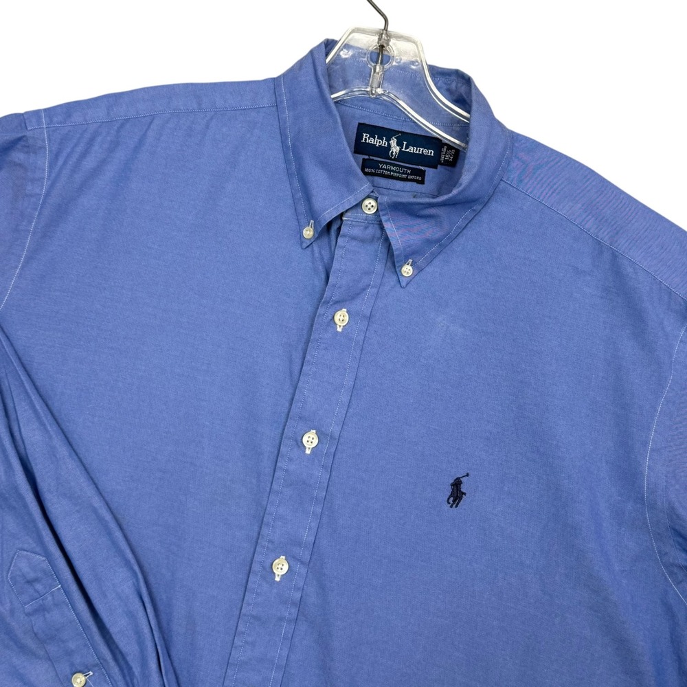 Vintage Ralph Lauren Button Down Shirt 16.5 34/35 Blue Yarmouth Pinpoint Oxford
